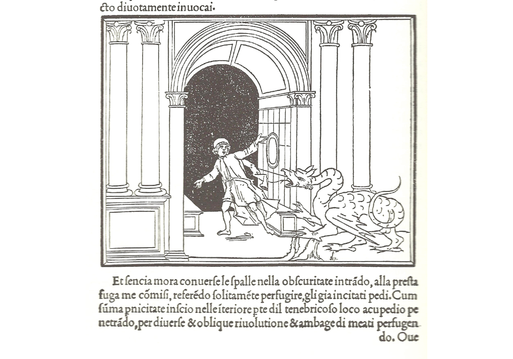 Hypnerotomachia Poliphili-Columna-Manuzio-Incunables Libros Antiguos-libro facsimil-Vicent Garcia Editores-6 Polifilo y Dragon